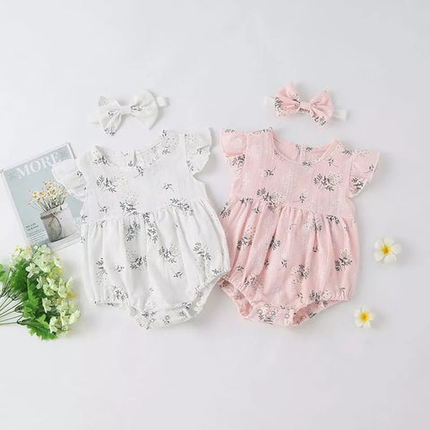 2 pc Baby Girl Ditsy Floral Bodysuit & Headband