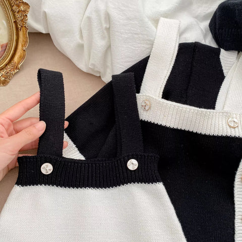 2 Pc Baby Girl Colorblock Chic Cardigan & Bodysuit Set