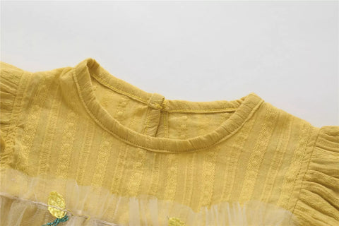 2 Pc Baby Girl Sheer Carrot Tulle Bodysuit Dress