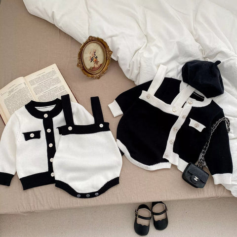 2 Pc Baby Girl Colorblock Chic Cardigan & Bodysuit Set