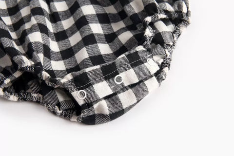 Baby Girl Buffalo Plaid Peter Pan Collar Bodysuit