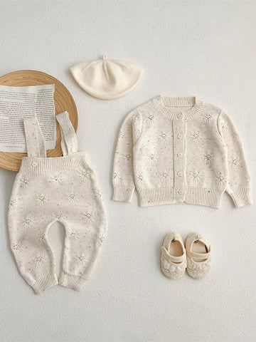 2 Pc Baby Girl Knit Sun Pointelle Set