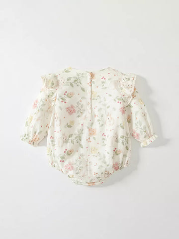 2 Pc Baby Girl Spring Flower Bunny Print Bodysuit
