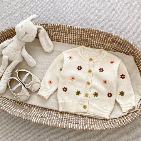 2 Pc Baby Girl Knit Cardigan and Bodysuit Set