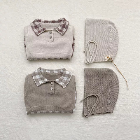 Baby Girl Knit Gingham Polo Bodysuit