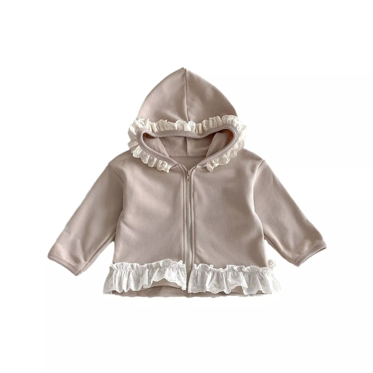 Girls Lace Ruffle Hem Hoodie