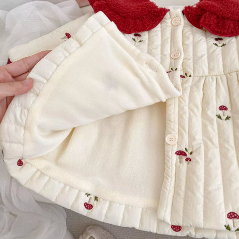 Girl Fleece Lined Padded Mushroom Coat