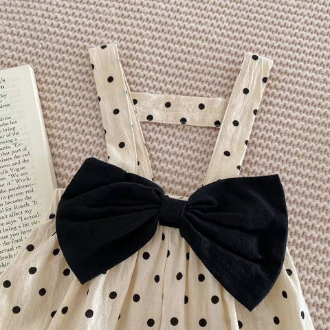 2 Pc Baby Girl Polka Dot Bow Bodysuit Set