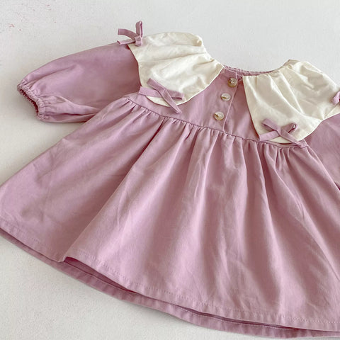 Baby Girls Bow Collar Bodysuit Dress