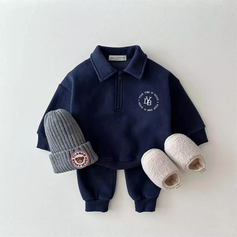 2 Pc Fleece Quarter Zip Sweat Suit