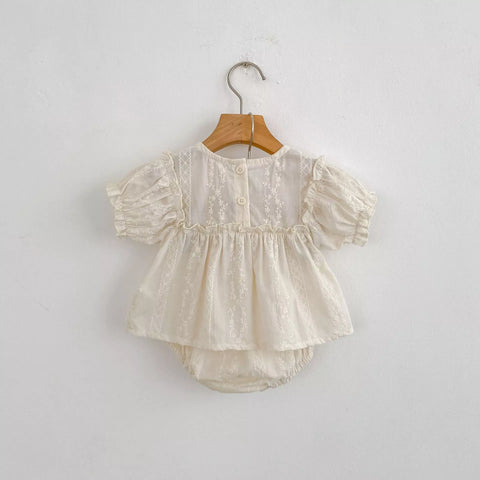 2 Pc Baby Girl Cotton Bloomer Shorts Set