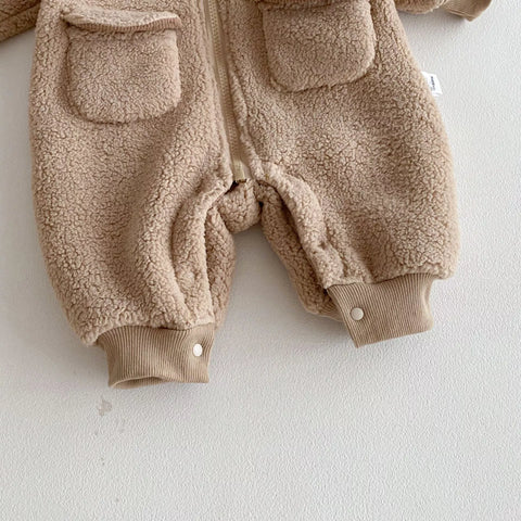 Baby Boy Sherpa Aviator Style Romper