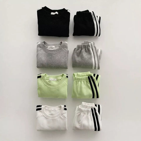 2 Pc Boy Stripe Pullover Sweatsuit