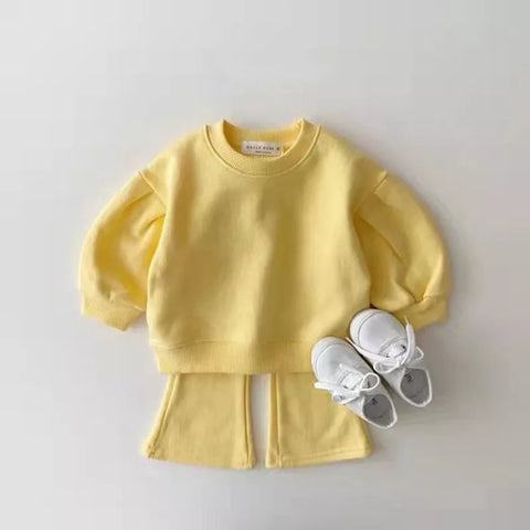2 Pc Girls Sweat Shirt Flare Pant Set
