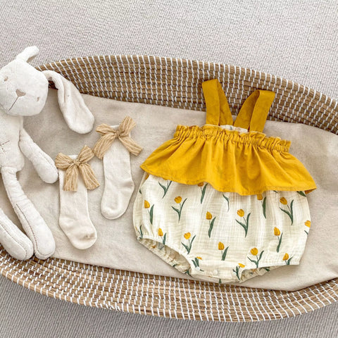 Baby Girl Spring Tulip Contrast Layered Bodysuit