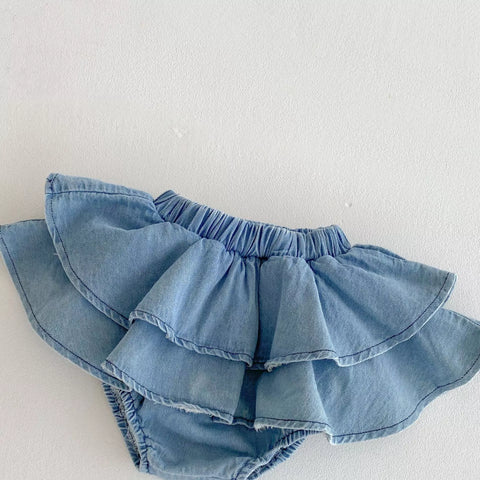2 Pc Baby Girl T-shirt Denim Skirt Set