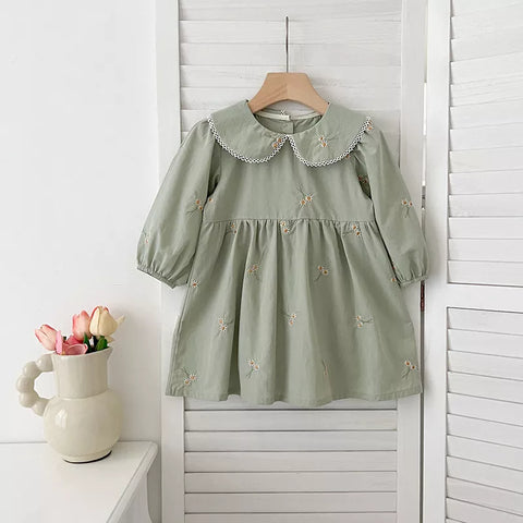Girls Mini Daisy Peter Pan Collar Dress/Bodysuit