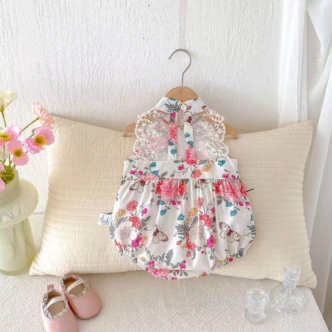 Baby Girl Spring Butterfly Qipao Style Bodysuit