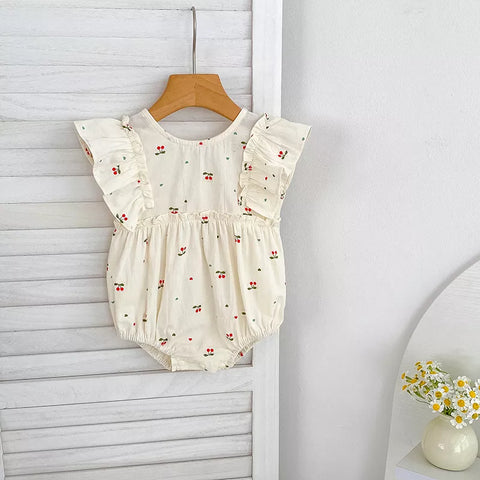 Girls Mini Cherry Bow Back Dress/Bodysuit