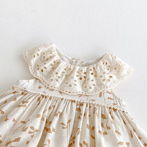 Baby Girl Autumn Leaves Eyelet Collar Dress