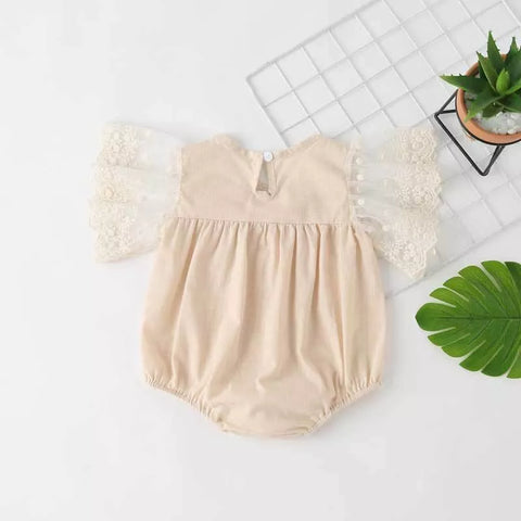 Baby Girl Crochet Lace Winged Bodysuit