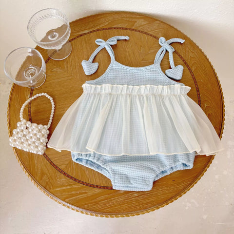 Baby Girl Waffle Knit Heart Cami Tutu Bodysuit Dress