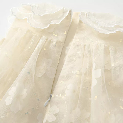 Baby Girl Chiffon Floral Scallop Collar Dress