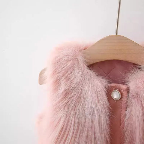 Girls Fur Bow Detail Vest