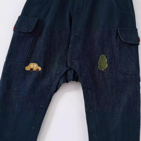 Baby Boy Denim Jumpsuit w/ Car Patch