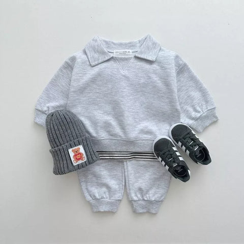 2 Pc Baby Toddler Collar Sweatshirt & Pants Set