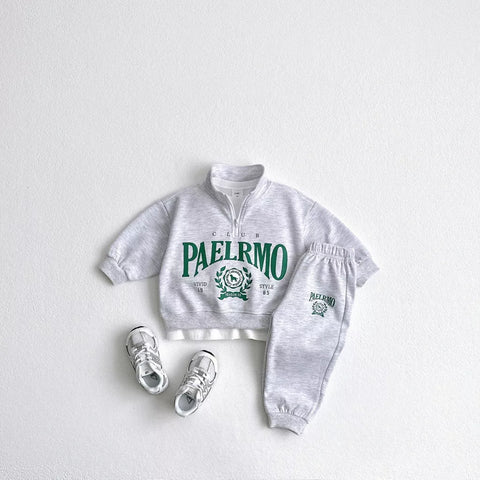 2 Pc Baby Toddler Quarter Zip Palermo Sweatsuit Set