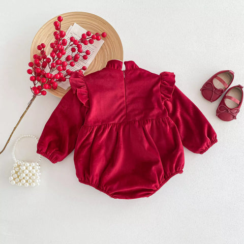 Baby Girl Fleece Lined Bow Qipao Bodysuit