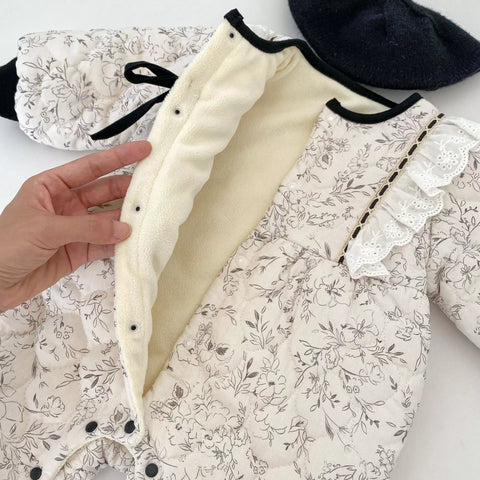 Baby Girl Chic Floral Padded Romper