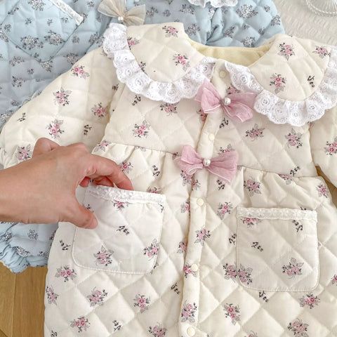Baby Girl Ditsy Floral Padded Winter Romper
