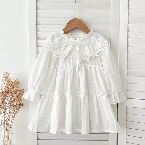 Girls Scallop Lace Collar Bodysuit/ Dress