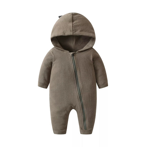 Baby Hooded Dinosaur Zip up Romper