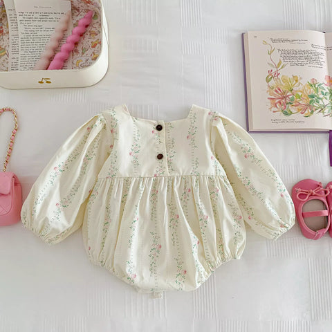 Baby Girl Cottage Style Square Neck Floral Bodysuit