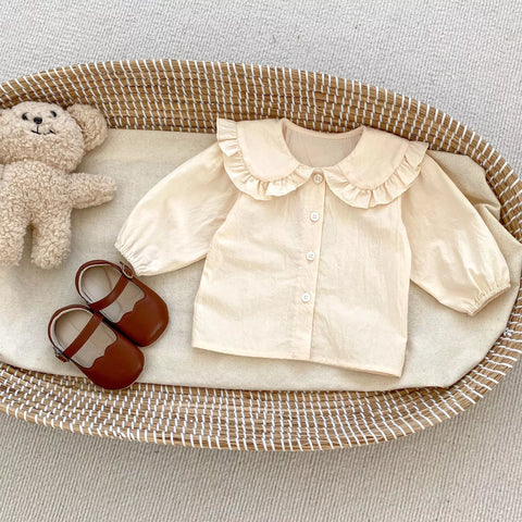 2 Pc Baby Girl Autumn Plaid Bodysuit w/ Ruffle Collar Shirt