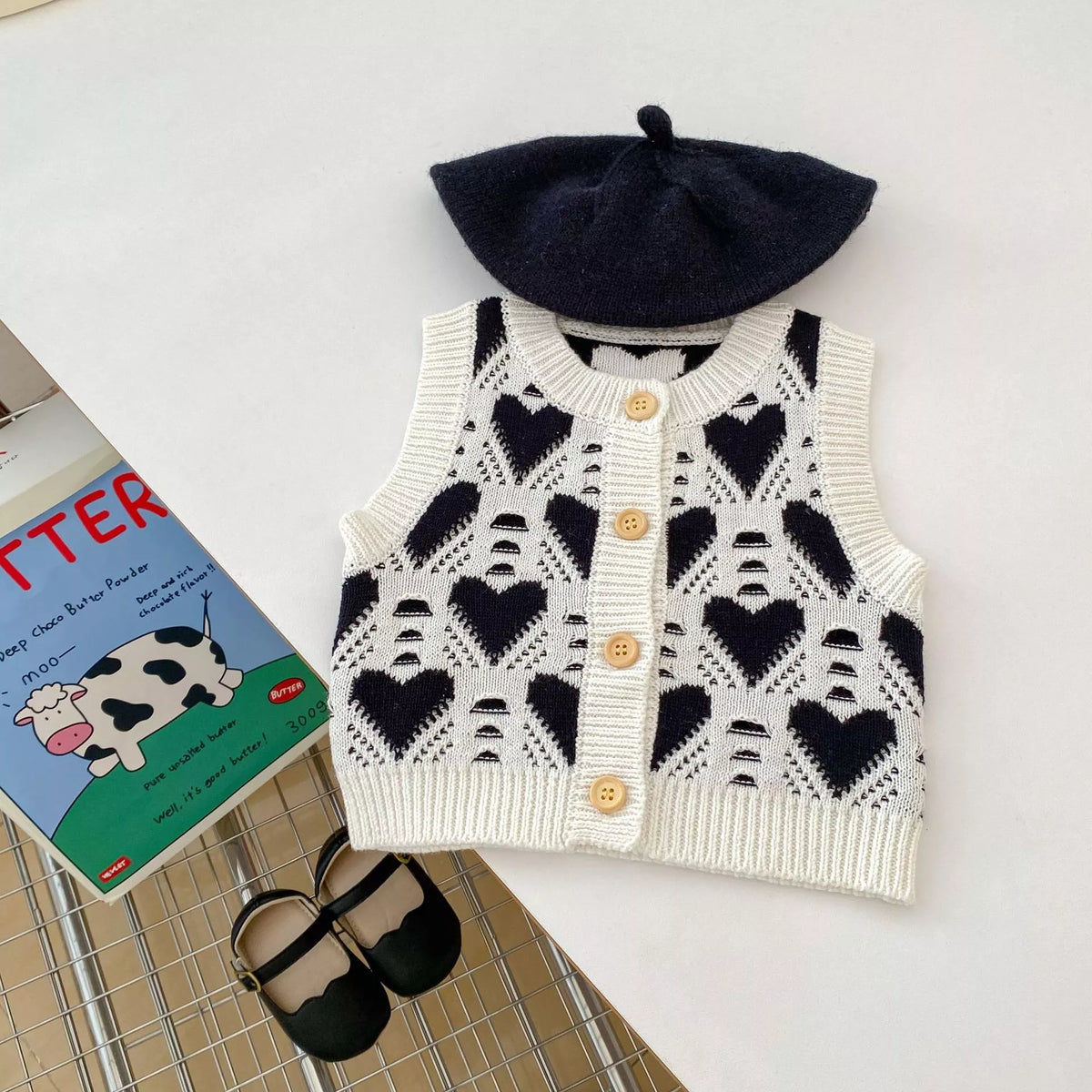 Baby Girl Hearts Knit Sweater Vest