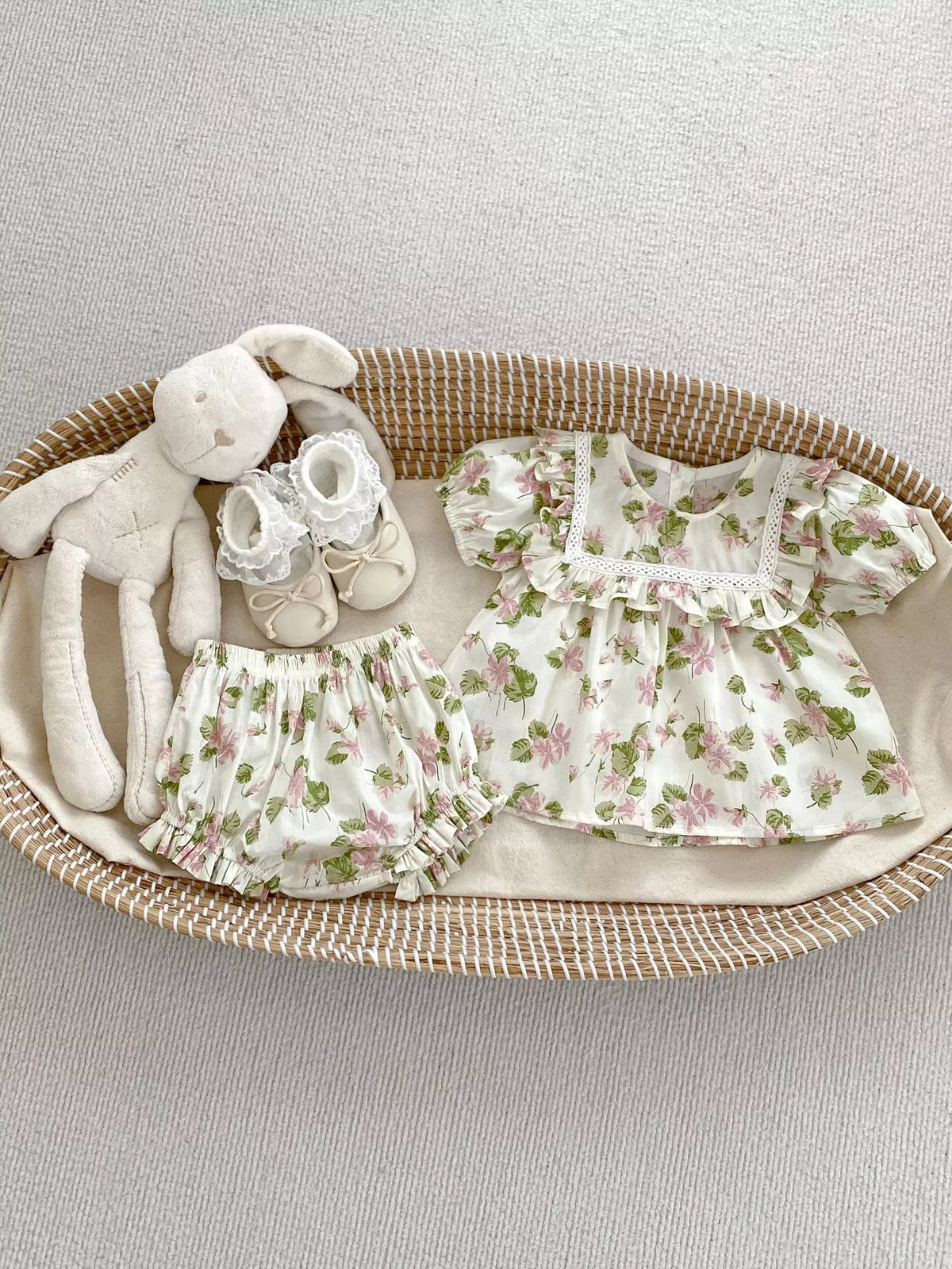 Baby Girl Summer Floral Bodysuit Or 2 Pc Set