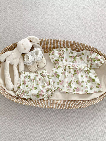 Baby Girl Summer Floral Bodysuit Or 2 Pc Set
