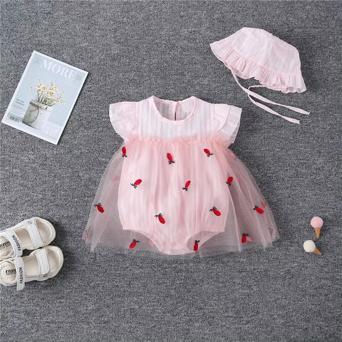 2 Pc Baby Girl Sheer Carrot Tulle Bodysuit Dress