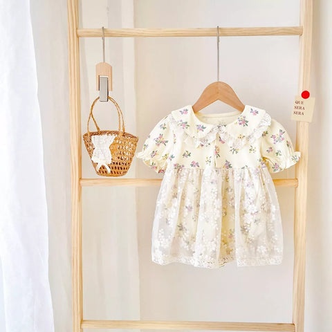 Baby Girl Lace and Floral Collar Sun Dress