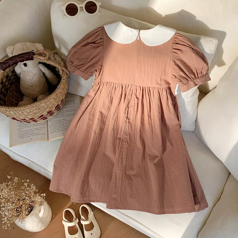 Girls Smocked Bodice Bear Collar Dress