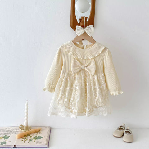 2 pc Baby Girl Spring Lace Overlay Bodysuit Dress