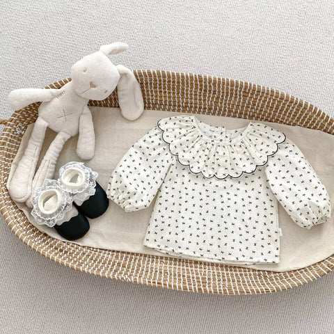 2 Pc Parisian Overall Bloomer with Ruffle Collar Shirt