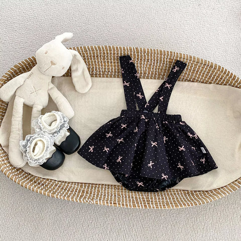 2 Pc Parisian Overall Skirt with Bow Collar Shirt