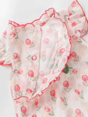 2 Pc Baby Girl Tulip Qipao Style Bodysuit