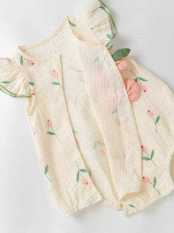 2 Pc Baby Girl Tulip Bodysuit with Hat