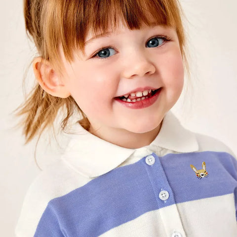 2 Pc Girls Stripe Polo Shirt & Skirt